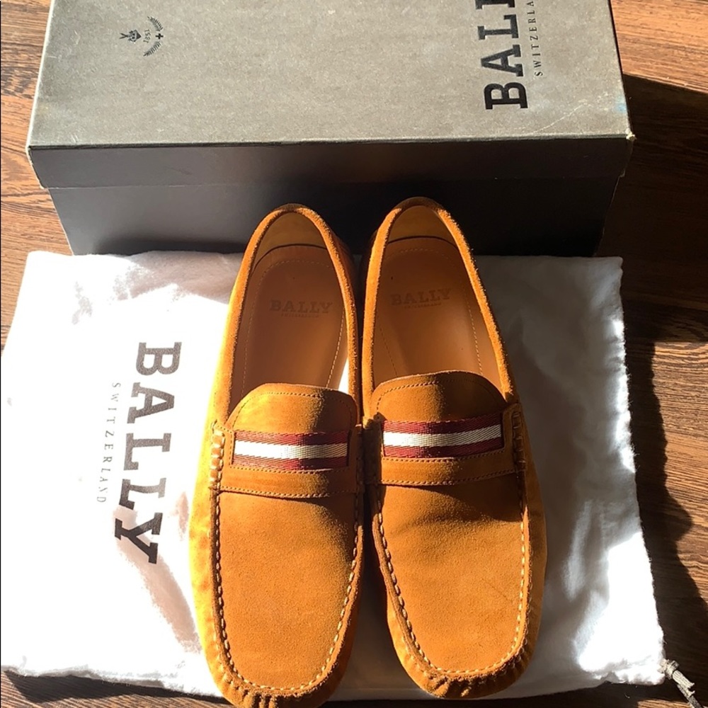 Rhum Bovine Suede Bally Loafers.